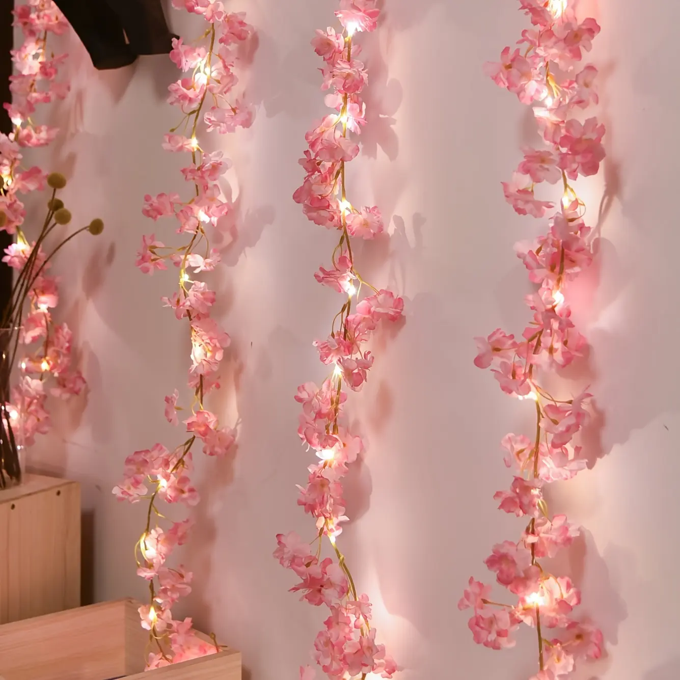 1 Roll, LED Cherry Blossom Lamp String Yard Light New Year Decorations, NOT INCLUDED BATTERIES (1pc 6.56ft 20 Led), Mother's Day Gift, Mother's Day Decor Ornaments