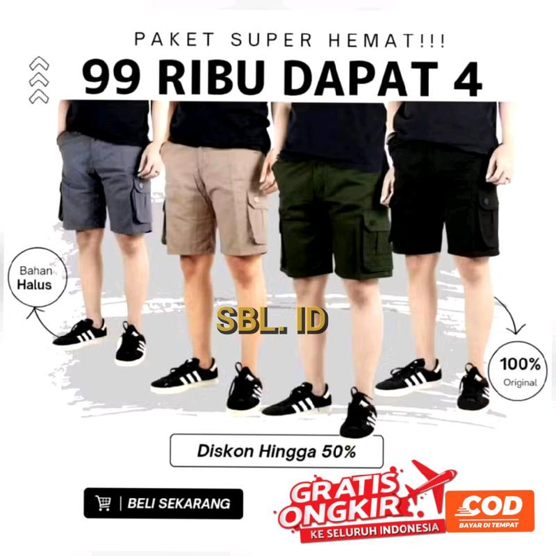 DISKON BIG SALE!!! celana pendek kargo cowok size 25-34 pinggang rib karet elastis nyaman terbaru short pendek pria santai dirumah 1