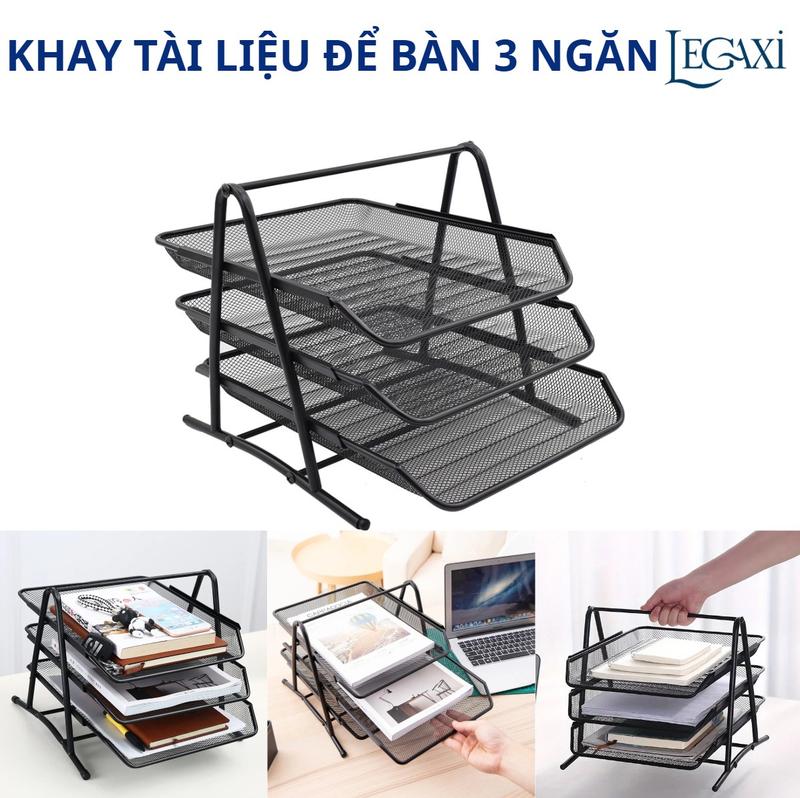 Khay Tài Liệu 3 Ngăn Để Bàn Khay Đựng Hồ Sơ Giấy Tờ Văn Phòng Học Sinh Bằng Kim Loại Có Thể Tháo Rời