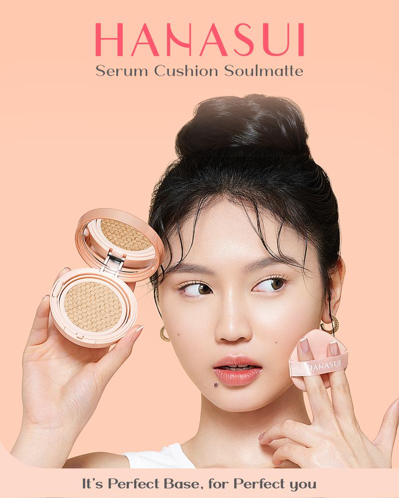 Product Introduction of Hanasui Serum Cushion Soulmatte - Matte Finish UVA & UVB Protection Perfect Coverage Menyamarkan Pori-Pori Garis Halus Noda Wajah 0