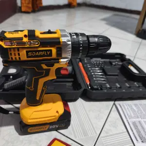 【Pengiriman 24 jam】 SOARFLY 20V Mesin Bor 2Baterai Cordless Drill lmpact Electric BatteryScrewdriver Wall 3 Mode Screwdriver Hammer DrillBits torsi