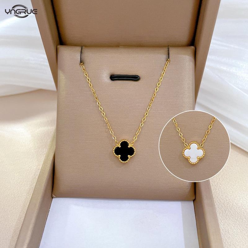 Vòng Cổ Titan Cỏ Bốn Lá, Vòng Cổ Bằng Thép Không Gỉ Cho Nữ, Phụ Kiện Trang Sức Thời Trang Kèm Hộp Quà Tinh Tế, Quà Tặng Cặp Đôi, Quà Kỷ Niệm