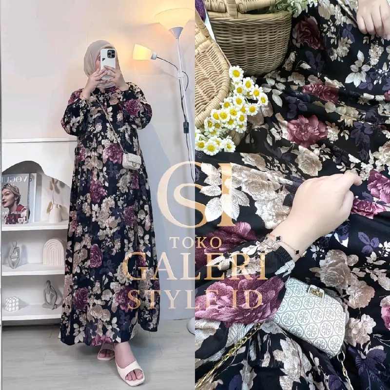 Kolinda MIDIA gamis kalana kolinda motif Bunga Muslim Dress Rayon 0