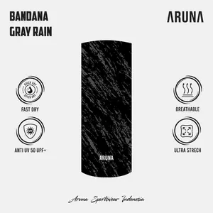 Aruna Headwear Multipurpose Masker Bandana Stretch Gray Rain UPF 50+ Anti UV Quick Dry Outdoor