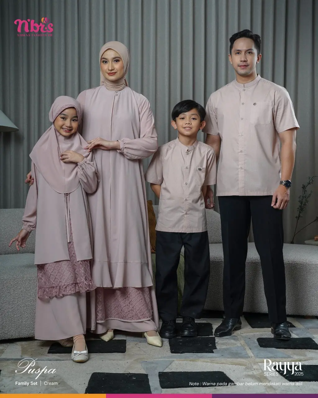 Nibras Rayya Series Puspa Cream - Sarimbit Couple Keluarga