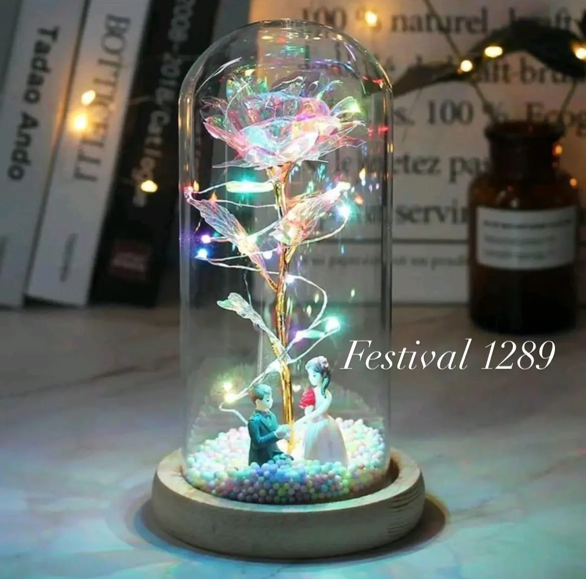 Lampu Tidur LED Bunga 1 Mawar Wedding Gift Mawar Galaxy Rose Eternal Colorful Light
