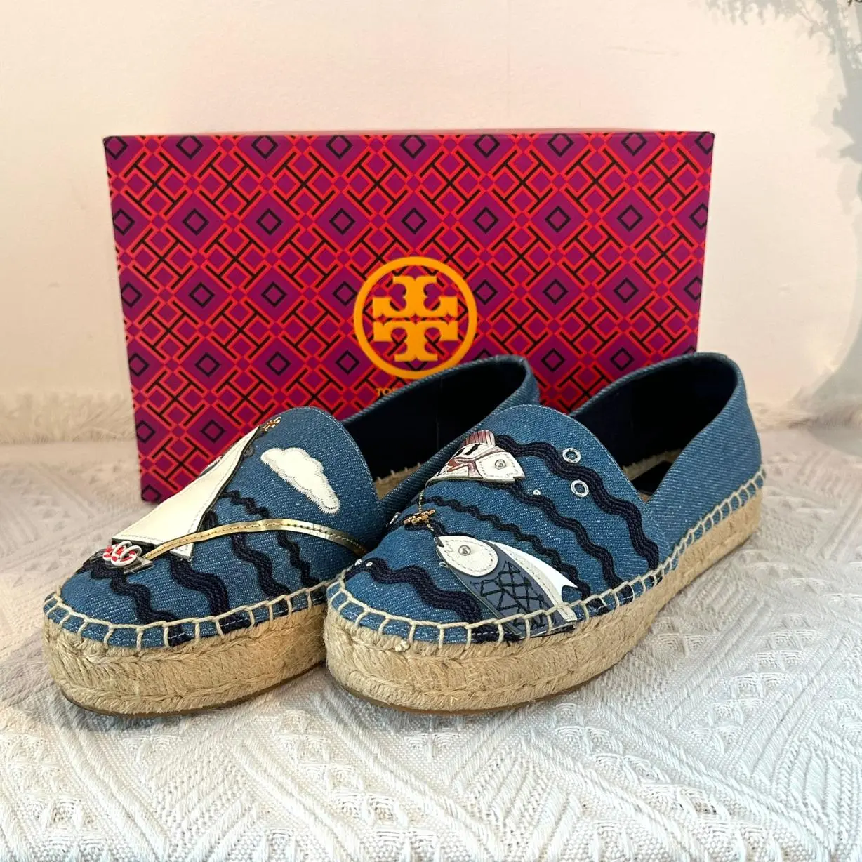 (Preowned) Reu 15330 Tory Burch - Seaside Espadrille 6.5