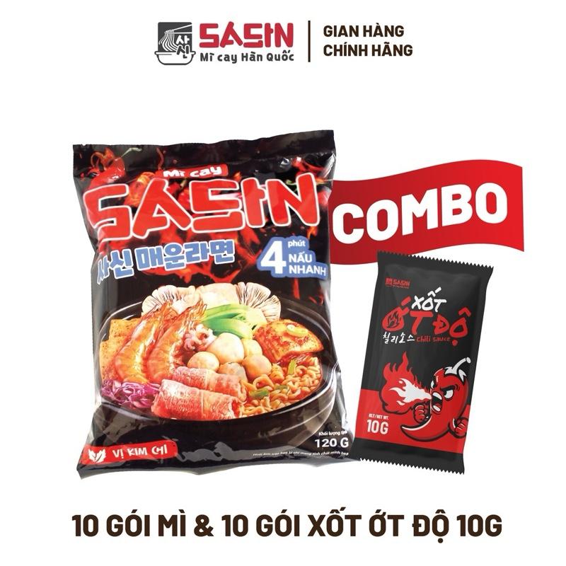 Combo 10 gói mì cay Sasin vị kim chi + 10 gói xốt ớt độ BSET0100