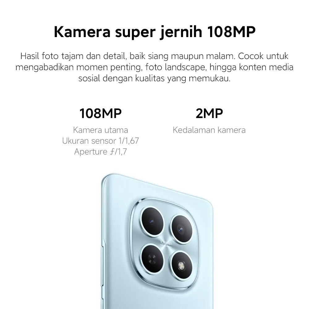 Xiaomi Redmi Note 15 (8/128 GB) (8/256 GB) | Baterai besar 6000mAh | Kaca layar dengan daya tahan tinggi | IP64 Ketahanan debu dan air | Kamera super jernih 108MP | Layar AMOLED FHD+ 6,77" | NFC [Xiaomi Official Store]
