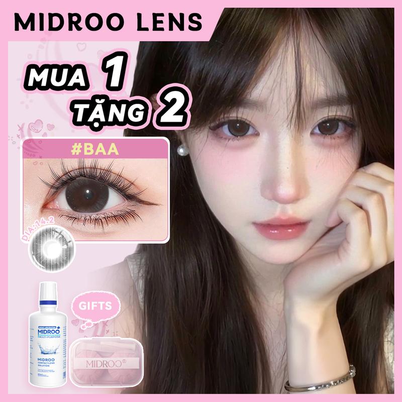 【Tặng Nước ngâm lens Midroo Lens Bubble 0-6 độ Lens Cận Mắt Kính áp tròng lens giãn tròng to 14,2mm for 1 Năm