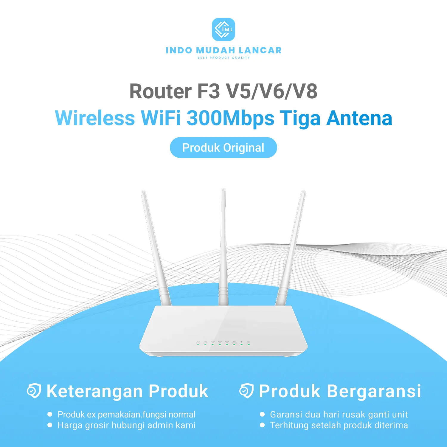 Router Tenda F3 V5 V6 V8 Wireless WiFi 300Mbps 3 Antena Original Bonus Adaptor