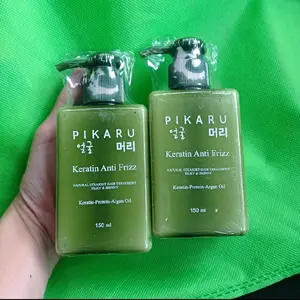 Paket Special Bundling Twin 2 Bootles - Pikaru Keratin Treatment Anti Frizz - Perawatan Haircare Pelurus & Melembutkan Rambut Kering Pria Wanita