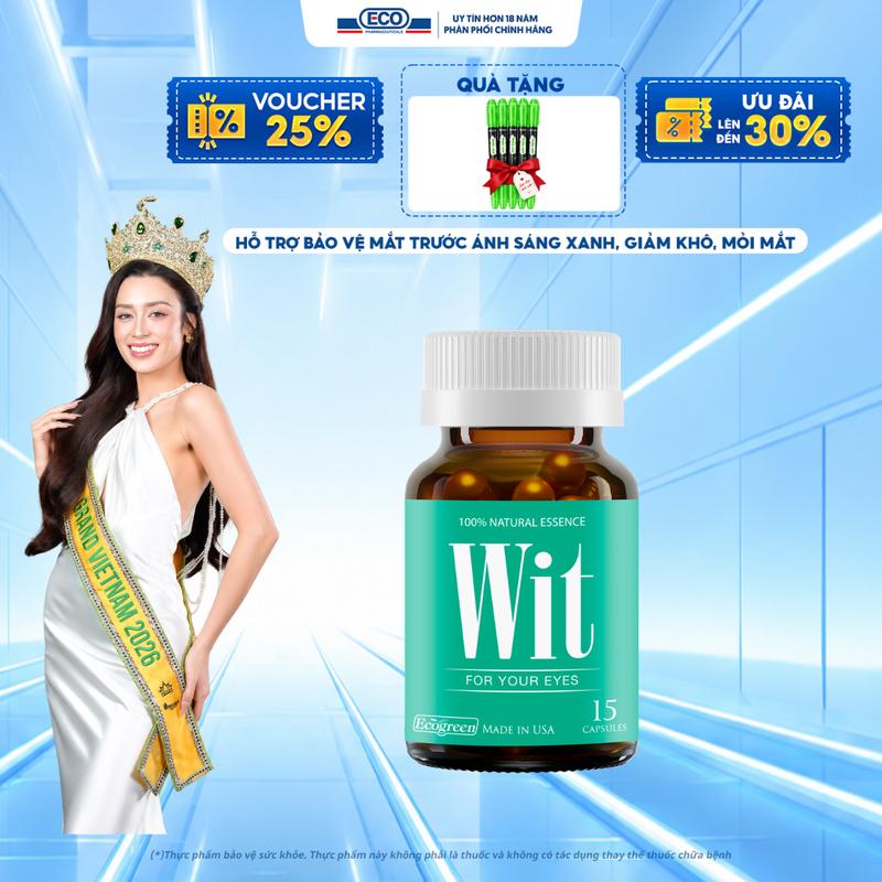 [Hộp 15v] Viên Uống Bổ Mắt WIT Ecogreen Hỗ Trợ Giảm Mỏi Mắt, Bảo Vệ Mắt Trước Ánh Sáng Xanh