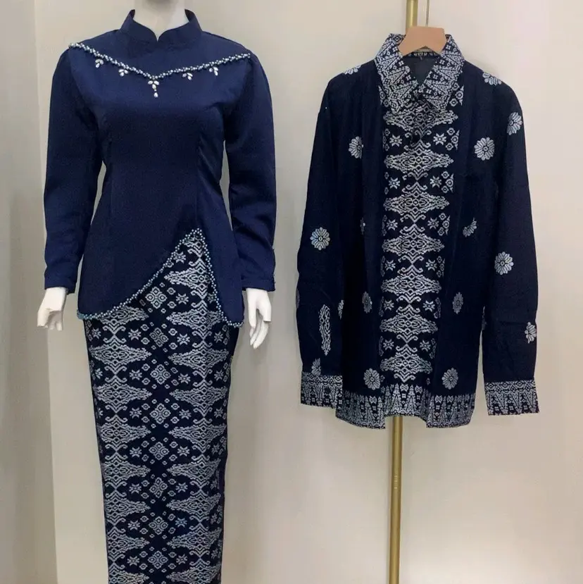 SET BATIK COUPLE AMIRA NAVY, baju kondangan, baju lamaran