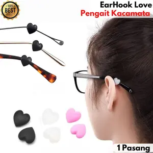 Ear Hook Anti slip Silikon Pengganjal Frame Penahan Kacamata Anti Melorot Karet Penahan Telinga Model Love 1 pasang