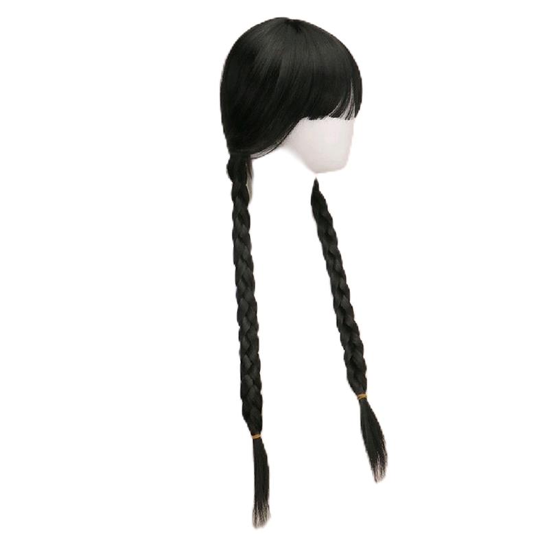 wig kepang dua poni depan wig kepang dua csplay wenesday 1