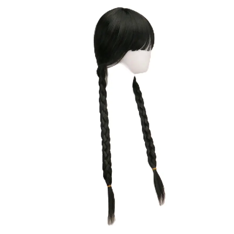 wig kepang dua poni depan wig kepang dua csplay wenesday 1