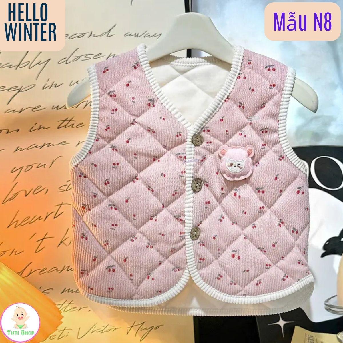 Áo gile lót Nỉ NHUNG ẤM ÁP, áo khoác cho bé, áo khoác phao mùa đông cho bé trai, bé gái