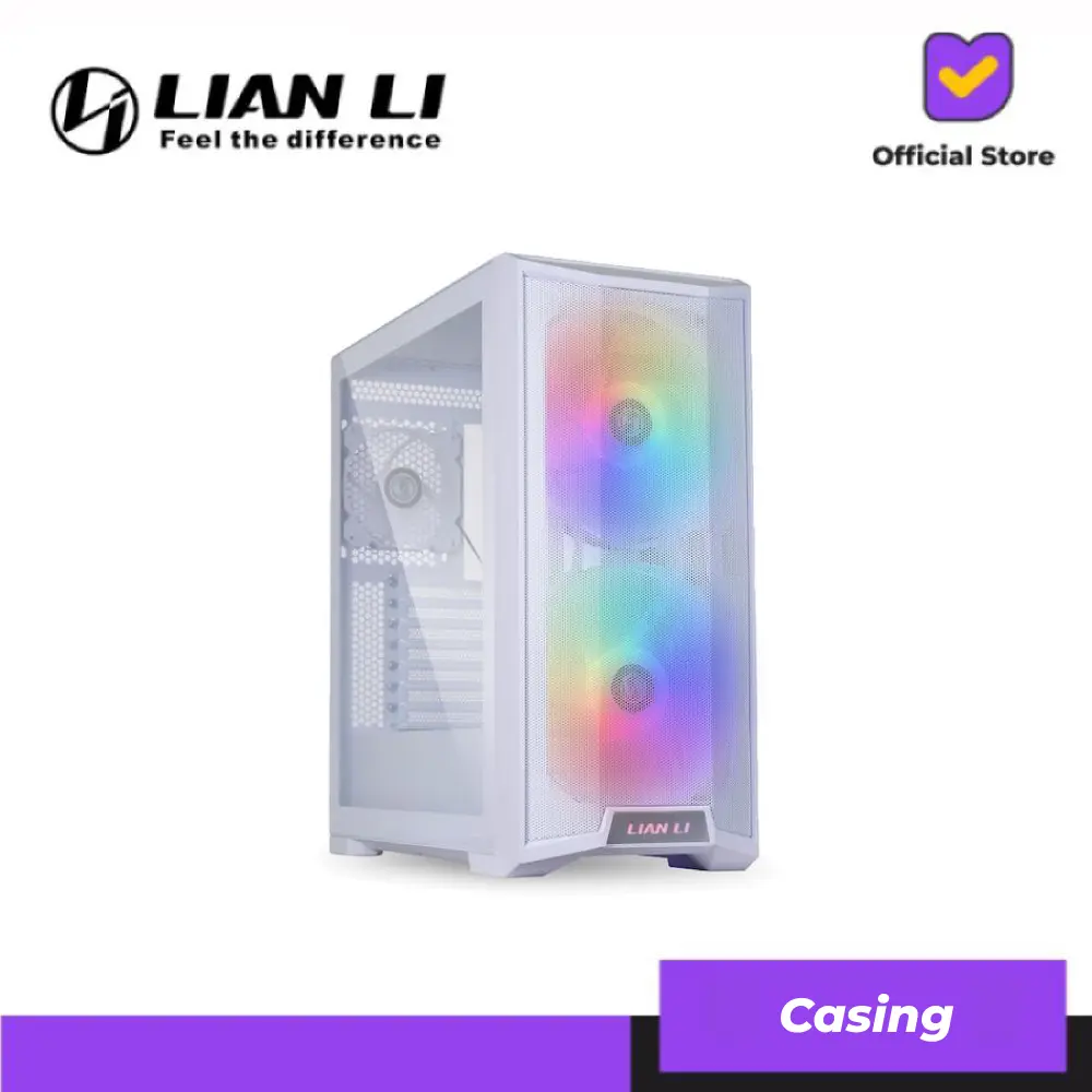 LIAN LI LANCOOL 215 WHITE - ATX MID-TOWER CASE With 20CM ARGB FAN