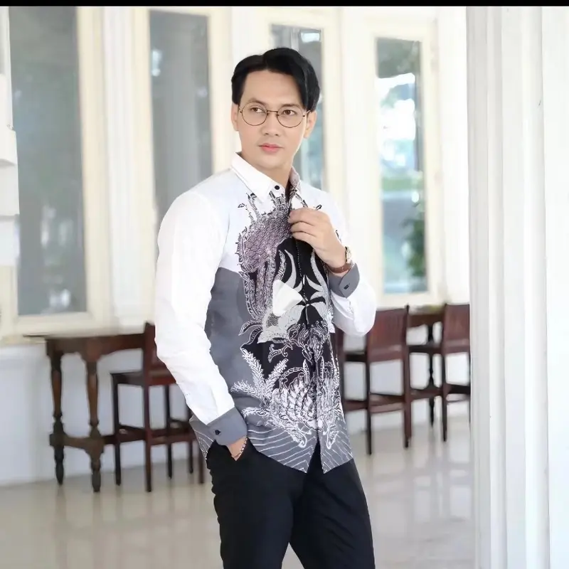 batik pria premium batik remaja aesthetic lengan panjang peksi putih slimfit bahan katun prima lapis furing Baju Dewasa 4