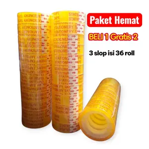 3 Lusin isolasi Kado 10 Yard -isolasi Kado bening tipis 36 rol/tali selotip/pita perekat Merah Transparan isi 36 Roll