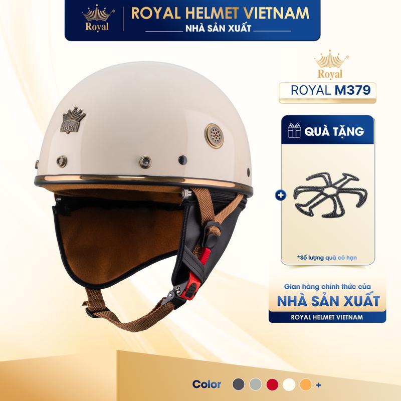 Mũ Bảo Hiểm Nửa Đầu Royal M379 Có Đệm Cổ, Nón Bảo Hiểm 1/2 Cho Nam Nữ Chính Hãng Tặng Lưỡi Trai | Trực tiếp từ NSX