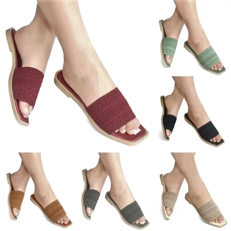 KUNFAYAKUN - Sandal TEPLEK Wanita Korean Style Motif Rajut