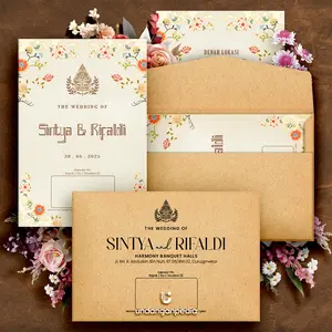 (50 Pcs) Undangan+Amplop.  RUMAH ADAT BISA DIUBAH JADI ADAT SUMATERA, ADAT JAWA, ADAT MINANG, ADAT BATAK,. Bahan Jasmine Gliter, Laminating / Laminasi Glossy, Wayang, Murah , Tebal , Mewah , Aeshtetic Rustic. A77