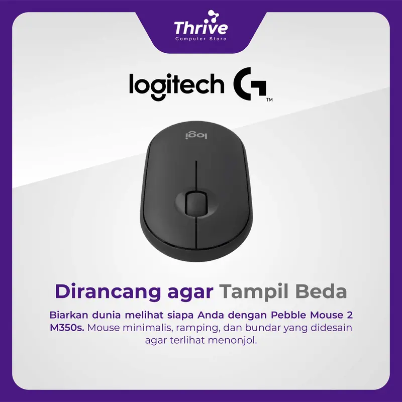 Logitech Pebble 2 M350s Mouse (Tonal Graphite) - Mouse Wireless Bluetooth Slim Silent 1