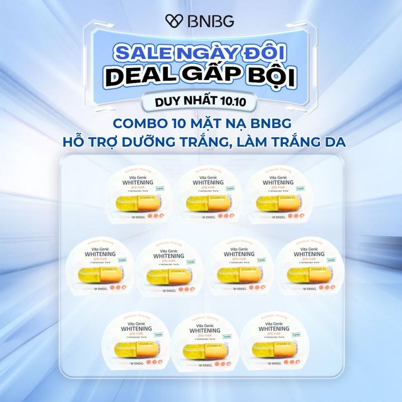 (Live) Combo 10 Mặt Nạ BNBG Hỗ Trợ Dưỡng Trắng, Làm Sáng Da BNBG Vita Genic Whitening Jelly Mask 30mlx10