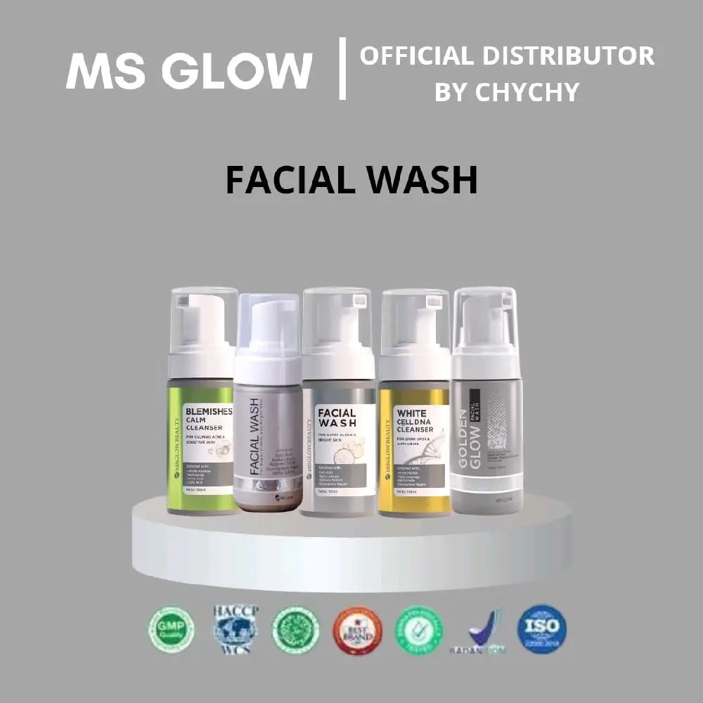 MS GLOW - Facial Wash (Blemish calm cleanser , WhiteCellDNA , Newloock , Golden wash)