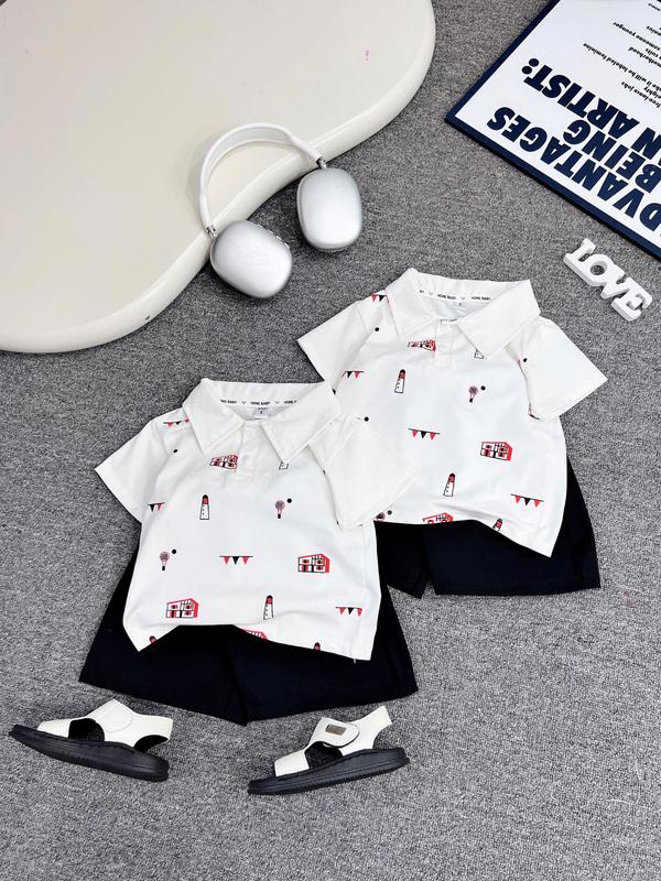 bộ áo thun cotton và quần short thô cho bé trai