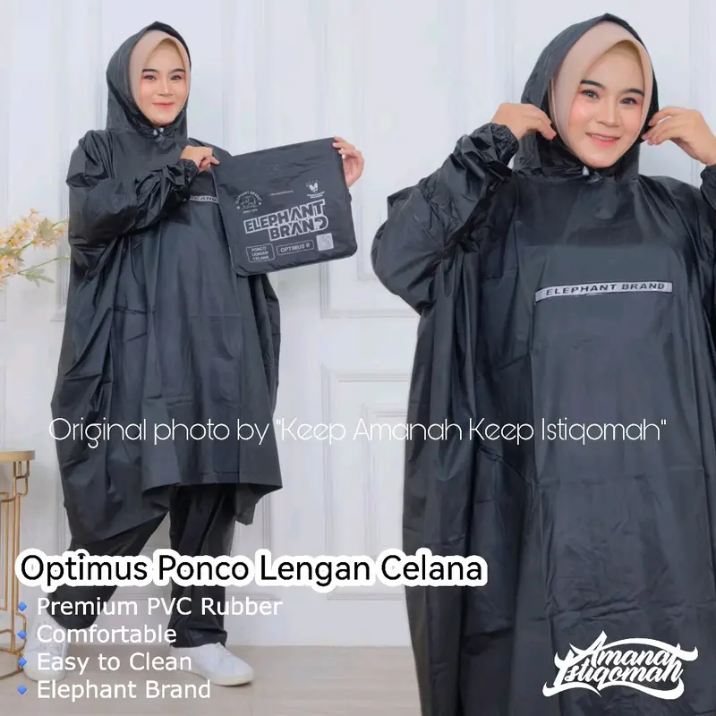 Elephant brand Optimus R Jas Hujan Ponco Lengan Celana Dewasa Pria Wanita Ukuran Jumbo Anti air bahan Pvc 1