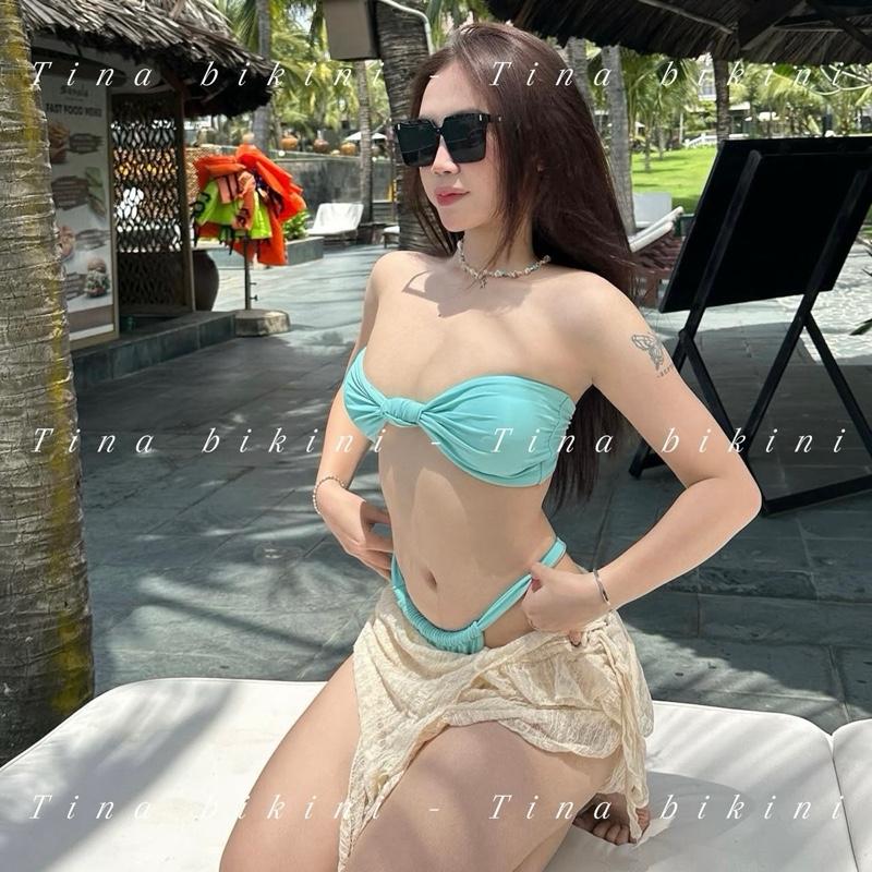  TINA-Bikini Đồ Bơi 2 Mảnh Áo Thắt Nút  2 Món  Đi Biển Quyến Rũ Kiểu Dáng Đơn Giản FreeSize  dưới 60kg  Mã L003 Nữ Women Màu Nâu 
