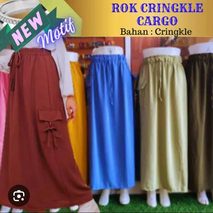 Rok Cargo Jumbo-BB 60-100 muat -Rok kantong samping-Rok crinkle airflow premium-androk wanita/bawahan 0