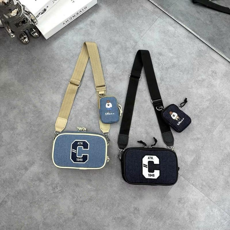 Túi Đeo Chéo Nam Nữ Logo Thêu Chữ C Kèm Túi Nhỏ Mini Bag Thời Trang Hàn Quốc Size 18 cm x 5 cm x 11cm Đeo Vai Kem