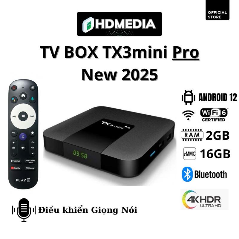 TV Box HDMEDIA TX3 Mini PRO 2025 Android TV 12 WiFi6 Điều Khiển Giọng Nói Bảo hành chính hãng 1 năm