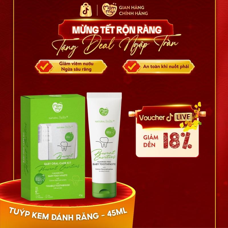 Kem Đánh Răng Thảo Dược Natural BéBé MĂMMY An Toàn Cho Bé Từ 6 Tháng Tuýp 45ml