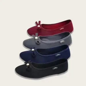 Jifffly Sepatu Ballet Wanita dari Karet, Tersedia dalam Ukuran 37-40, Desain Elegan dengan Pita Cantik