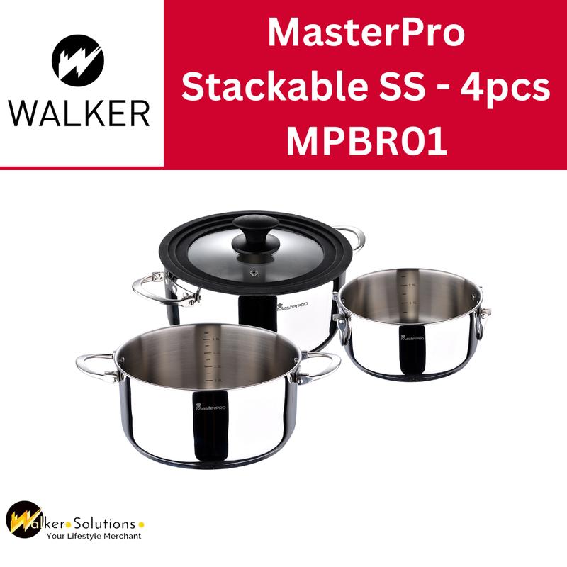 MasterPRO stackable stainless steel cookware set 4 pieces - Foodies ...