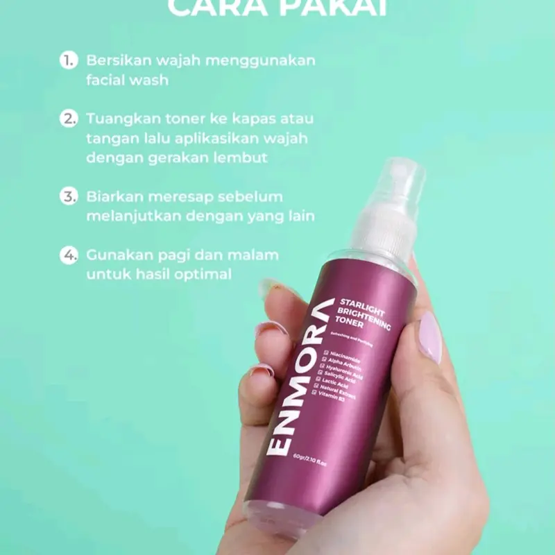 Enmora Starlight Series 3 in 1 - Brightening Facial Wash, Toner, dan Serum - Mengencangkan, Mencerahkan, Membersihkan, Aging, Pelembab, Muka 8