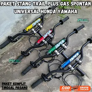 PAKET KOMPLIT Stang Trail Dudukan Stang Gas Spontan Busa Protaper HONDA YAMAHA Paket Komplit Tinggal Pasang Motor  Motorcycle Racing