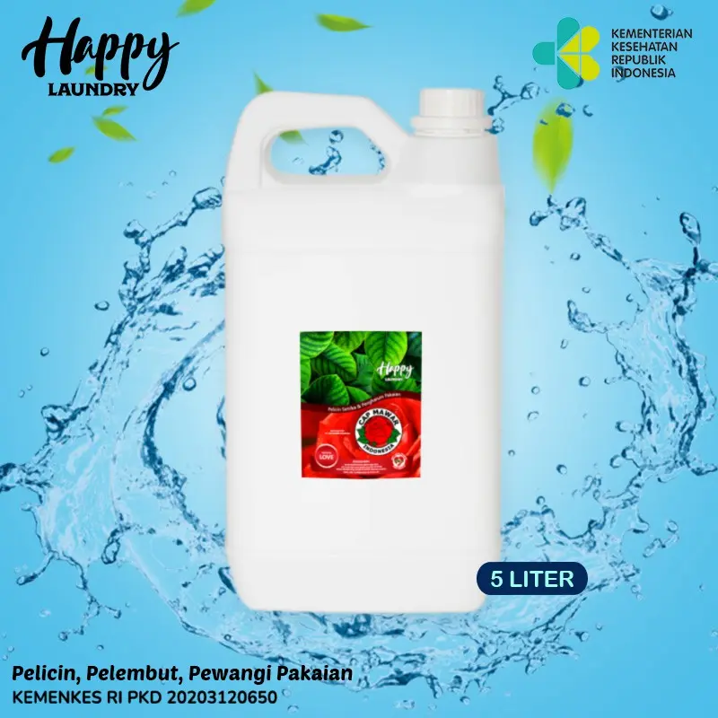 Parfum Laundry Antibacterial Perfume HAPPY LAUNDRY Refill 5 Liter IZIN KEMENKES 1