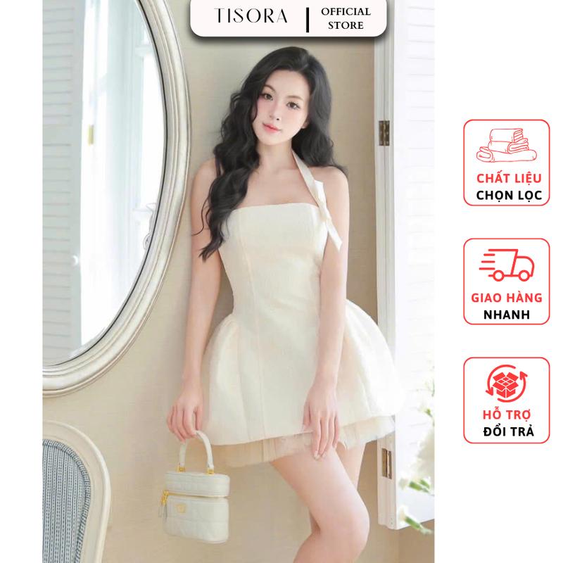 (Mới) Đầm dự tiệc cup cột dây cổ đính kim sa sang chảnh - Tisora
