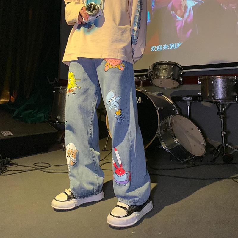 Product Introduction of Quần Dài Jean In Hình Graffiti, Phong Cách Đường Phố Cao Cấp Mỹ, Dành Cho Nam Giới, Mỏng Mùa Hè, Thời Trang Hip Hop, Đẹp Trai, Ngoại Cỡ, Quần Dài Ống Đứng Dáng Rộng 1