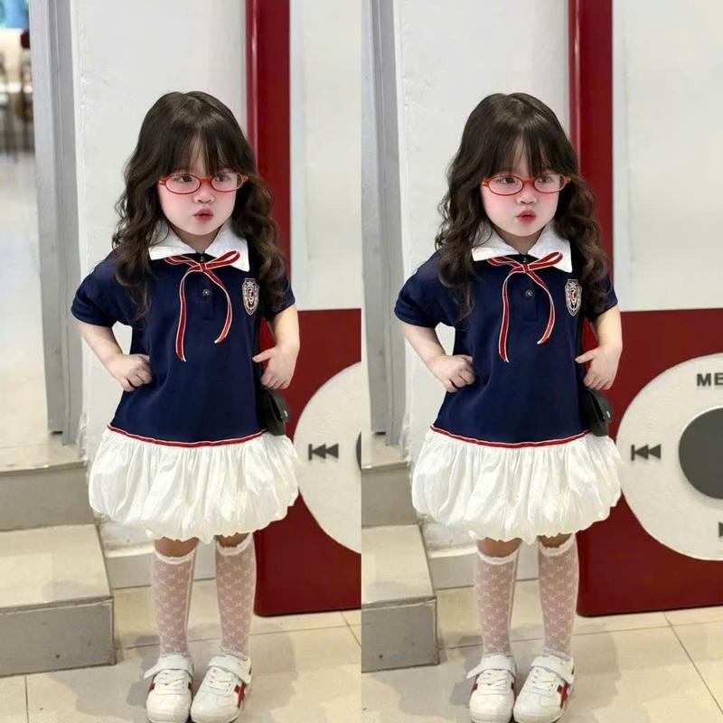 6-18kg Váy Polo Gấu đuôi xòe bồng ,chất cotton co dãn mềm mát cho bé gái