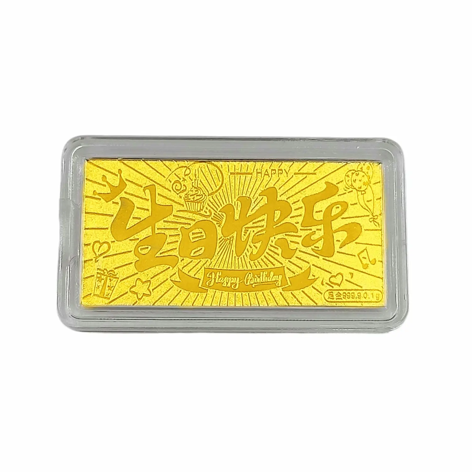 Marina Goldsmith 999 24k Gold Note HAPPY BIRTHDAY With Red Packet  - 0.1g gold  bar