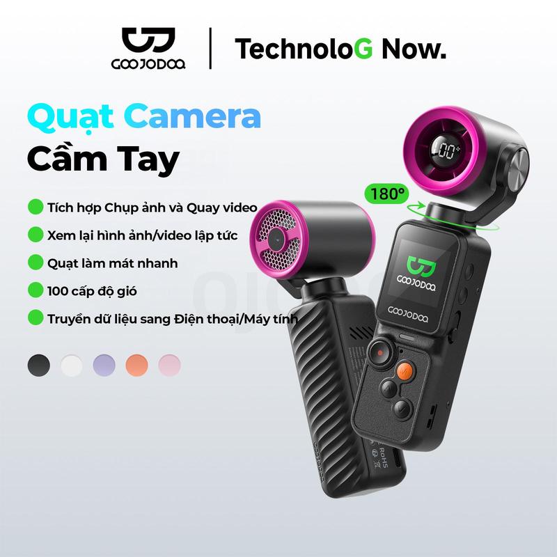 QUẠT CAMERA CẦM TAY, TÍCH HỢP CHỤP ẢNH VÀ QUAY VIDEO, 100 CẤP ĐỘ GIÓ, TRUYỀN DỮ LIỆU SANG ĐIỆN THOẠI/MÁY TÍNH