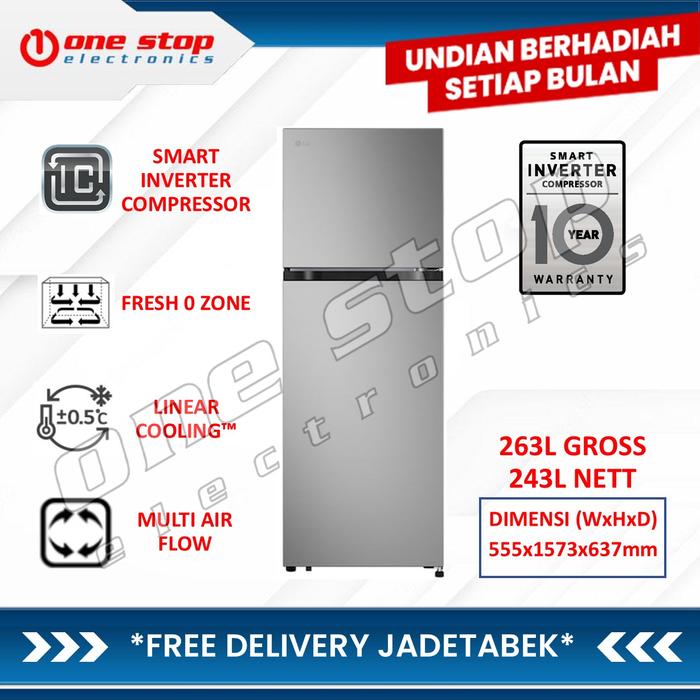 Gambar LG GN-B242PFSF Kulkas 2 Pintu 263L | Smart Inverter Compressor - Multi Air Flow - KURIR TOKO (TANPA KAYU) dari OneStop Electronics Kota Administrasi Jakarta Utara Tokopedia