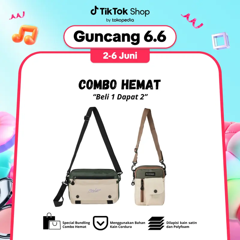 PUSHOP PAKET KOMBO HEMAT Tas Selempang Pria Wanita - Beli 1 Dapat 2 Tas Selempang Pria Slingbag RAZO Get Tas Mini Sling bag MOTTA Canvas Kanvas 0
